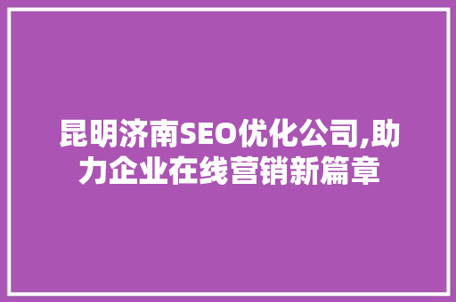昆明济南SEO优化公司,助力企业在线营销新篇章