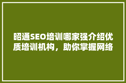 昭通SEO培训哪家强介绍优质培训机构，助你掌握网络营销之路