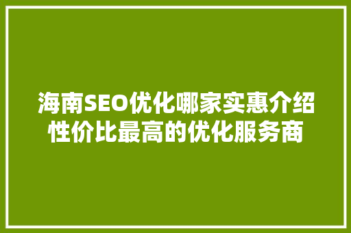 海南SEO优化哪家实惠介绍性价比最高的优化服务商  第1张