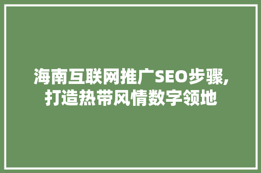 海南互联网推广SEO步骤,打造热带风情数字领地