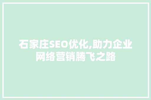 石家庄SEO优化,助力企业网络营销腾飞之路  第1张