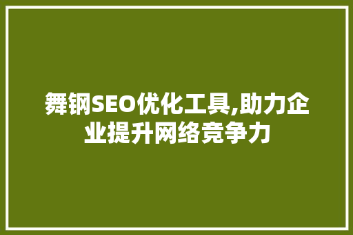舞钢SEO优化工具,助力企业提升网络竞争力