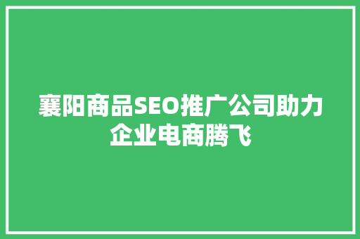 襄阳商品SEO推广公司助力企业电商腾飞