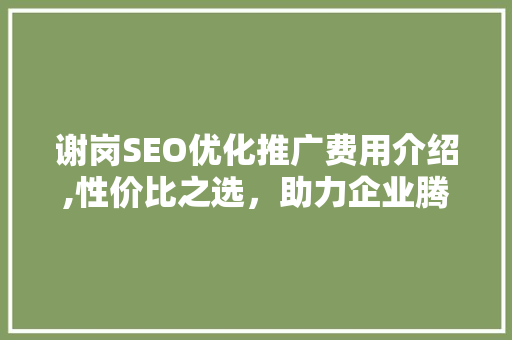 谢岗SEO优化推广费用介绍,性价比之选，助力企业腾飞