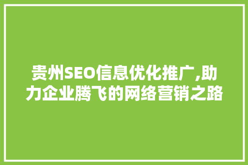 贵州SEO信息优化推广,助力企业腾飞的网络营销之路
