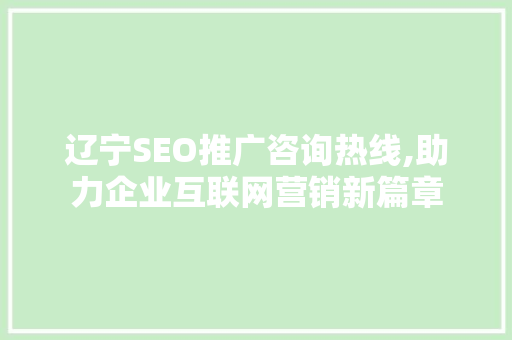 辽宁SEO推广咨询热线,助力企业互联网营销新篇章  第1张