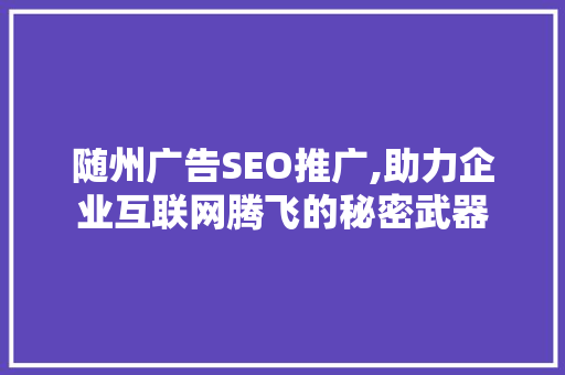 随州广告SEO推广,助力企业互联网腾飞的秘密武器