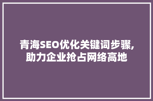 青海SEO优化关键词步骤,助力企业抢占网络高地