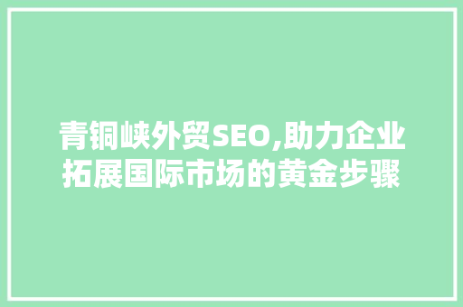 青铜峡外贸SEO,助力企业拓展国际市场的黄金步骤