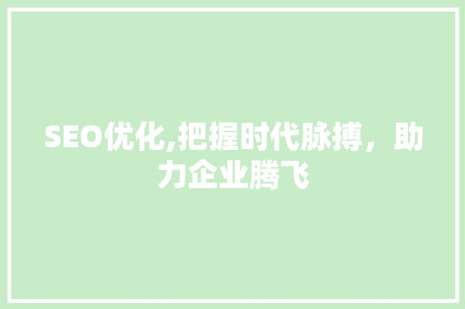 SEO优化,把握时代脉搏，助力企业腾飞