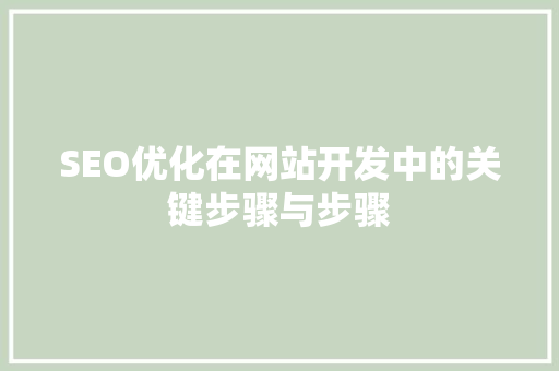 SEO优化在网站开发中的关键步骤与步骤  第1张