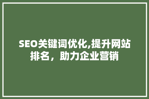 SEO关键词优化,提升网站排名，助力企业营销