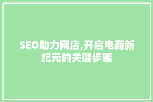 SEO助力网店,开启电商新纪元的关键步骤