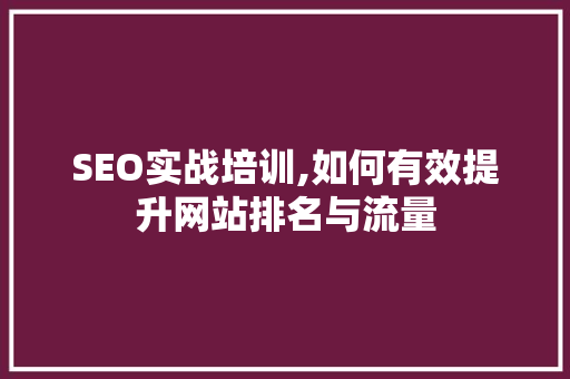 SEO实战培训,如何有效提升网站排名与流量