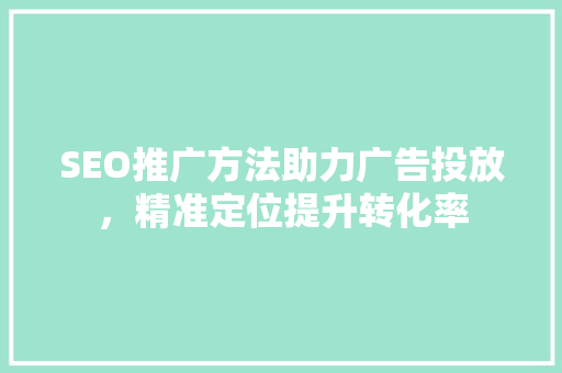 SEO推广方法助力广告投放，精准定位提升转化率