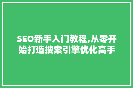 SEO新手入门教程,从零开始打造搜索引擎优化高手