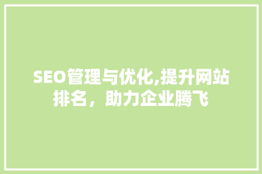 SEO管理与优化,提升网站排名，助力企业腾飞