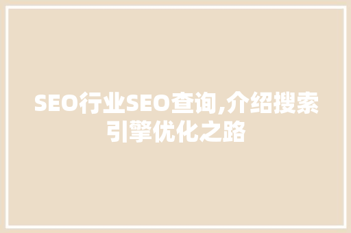 SEO行业SEO查询,介绍搜索引擎优化之路