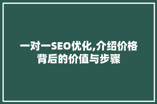 一对一SEO优化,介绍价格背后的价值与步骤  第1张