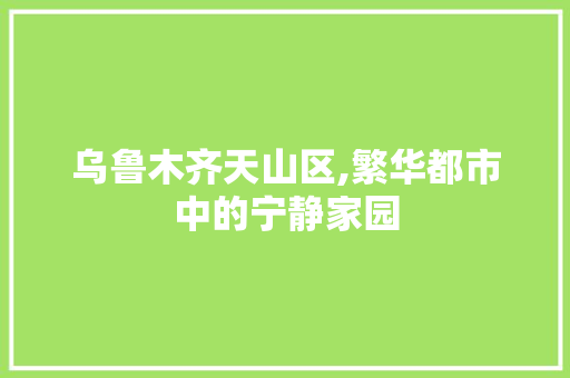 乌鲁木齐天山区,繁华都市中的宁静家园