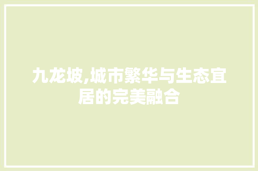 九龙坡,城市繁华与生态宜居的完美融合
