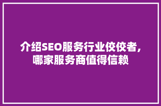 介绍SEO服务行业佼佼者,哪家服务商值得信赖
