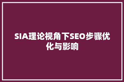 SIA理论视角下SEO步骤优化与影响  第1张
