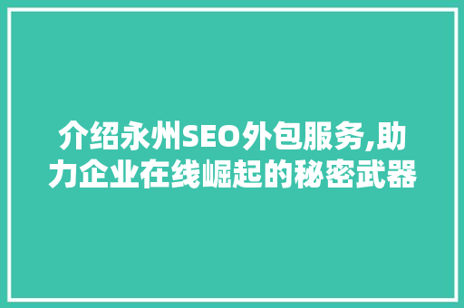 介绍永州SEO外包服务,助力企业在线崛起的秘密武器