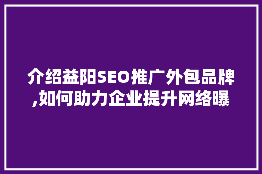 介绍益阳SEO推广外包品牌,如何助力企业提升网络曝光度