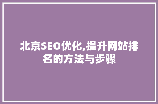 北京SEO优化,提升网站排名的方法与步骤