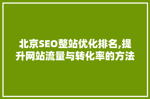 北京SEO整站优化排名,提升网站流量与转化率的方法介绍
