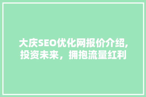 大庆SEO优化网报价介绍,投资未来，拥抱流量红利