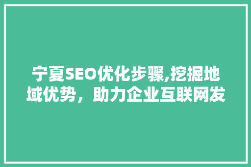 宁夏SEO优化步骤,挖掘地域优势，助力企业互联网发展