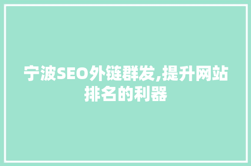 宁波SEO外链群发,提升网站排名的利器