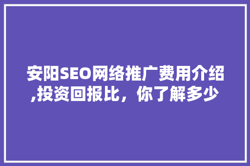 安阳SEO网络推广费用介绍,投资回报比，你了解多少