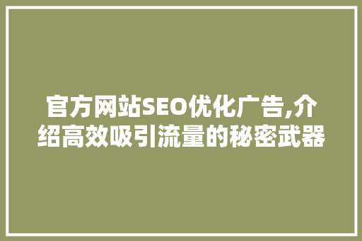 官方网站SEO优化广告,介绍高效吸引流量的秘密武器