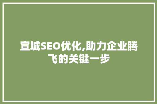 宣城SEO优化,助力企业腾飞的关键一步