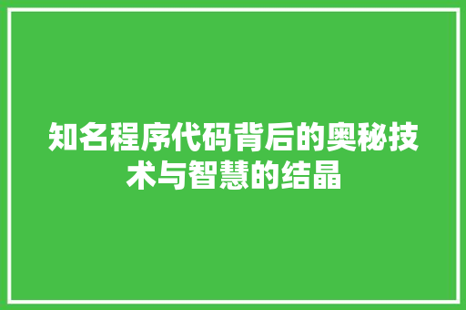 知名程序代码背后的奥秘技术与智慧的结晶
