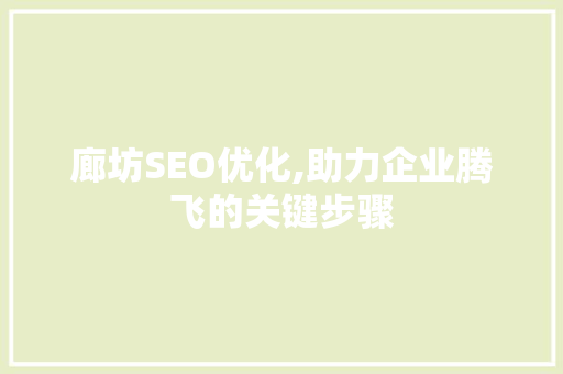 廊坊SEO优化,助力企业腾飞的关键步骤