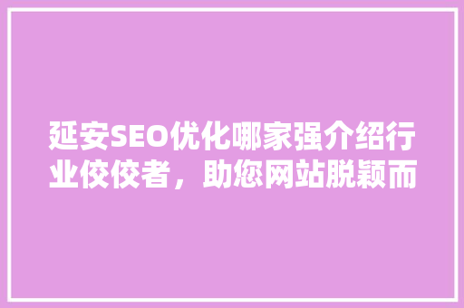 延安SEO优化哪家强介绍行业佼佼者，助您网站脱颖而出！