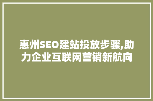惠州SEO建站投放步骤,助力企业互联网营销新航向