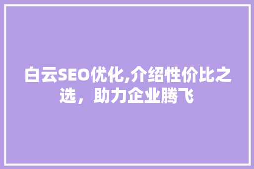 白云SEO优化,介绍性价比之选，助力企业腾飞
