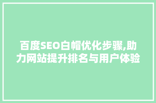百度SEO白帽优化步骤,助力网站提升排名与用户体验