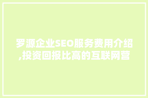 罗源企业SEO服务费用介绍,投资回报比高的互联网营销之路