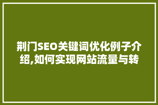 荆门SEO关键词优化例子介绍,如何实现网站流量与转化率的双提升