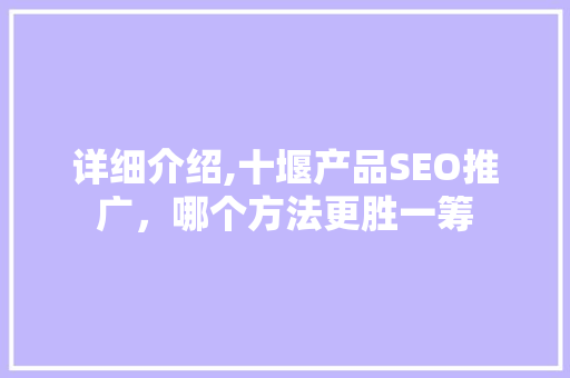 详细介绍,十堰产品SEO推广，哪个方法更胜一筹