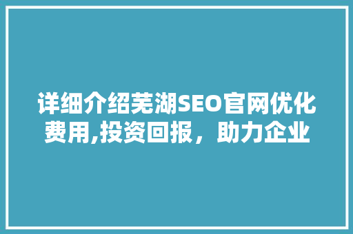详细介绍芜湖SEO官网优化费用,投资回报，助力企业腾飞