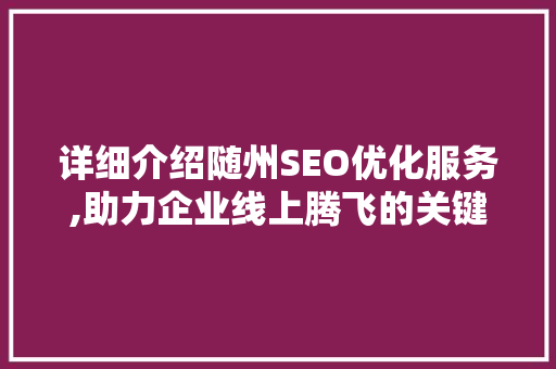 详细介绍随州SEO优化服务,助力企业线上腾飞的关键步骤