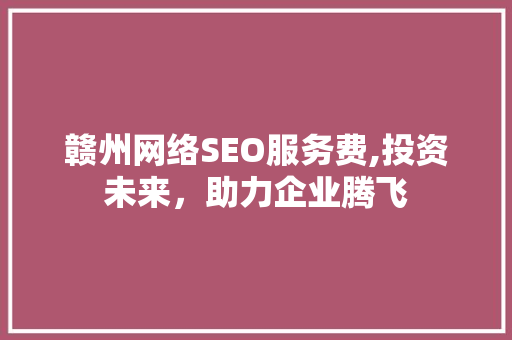 赣州网络SEO服务费,投资未来，助力企业腾飞