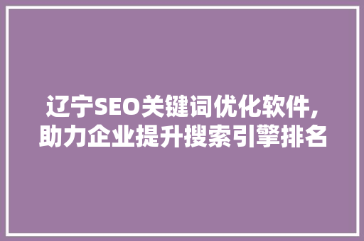 辽宁SEO关键词优化软件,助力企业提升搜索引擎排名  第1张